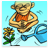 Levitating Monk cartoon button